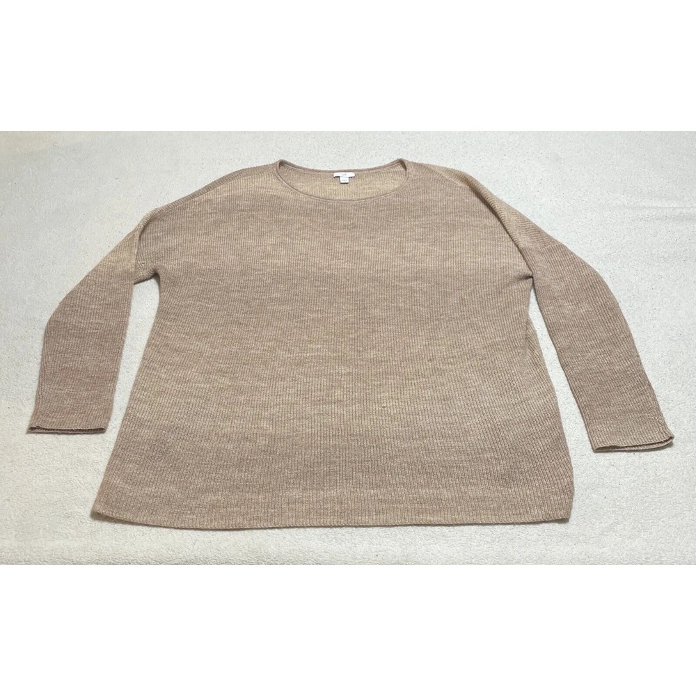 J Jill Sweater Women's Small Beige Long Sleeve Oversize Tight Knit Pullover